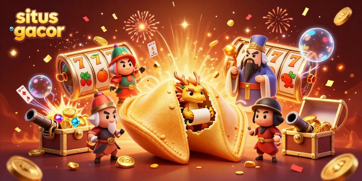 Spark winning strategies with situs slot gacor featuring vibrant slot reels, fireworks, and mythical characters.