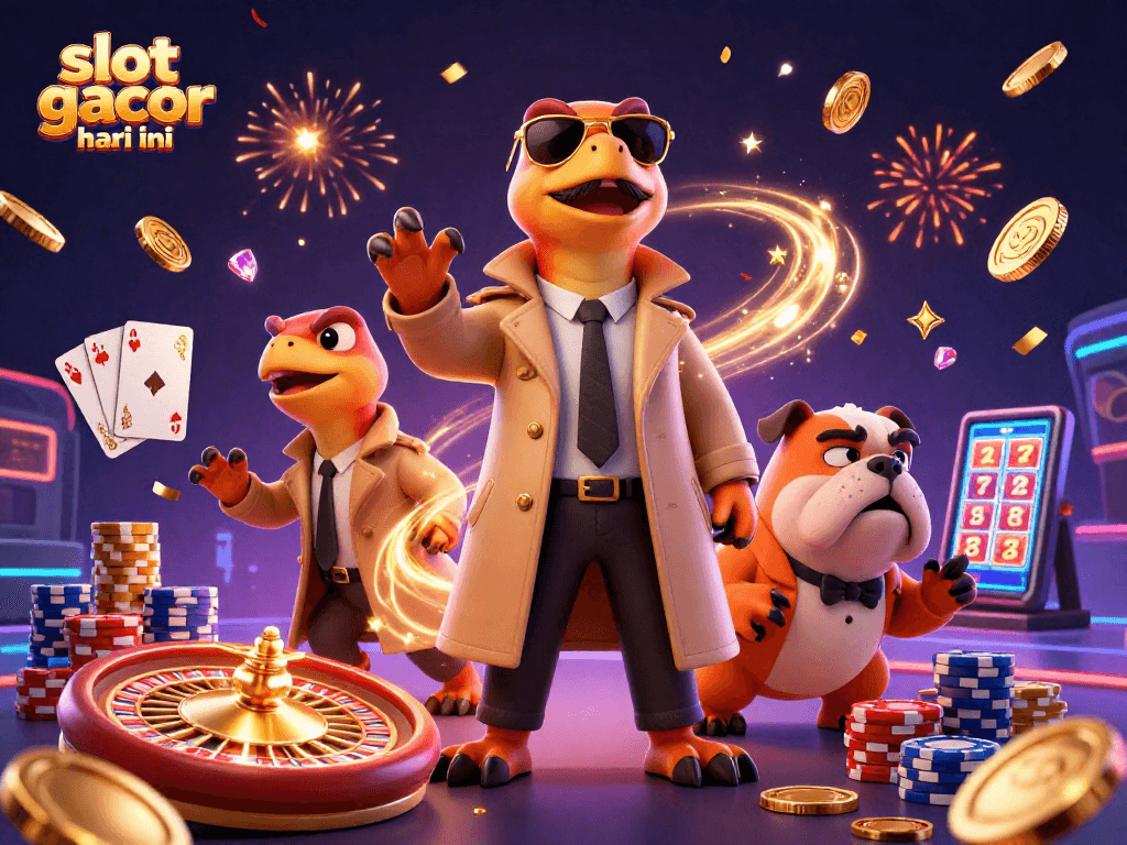 Spin and win big with slot gacor hari ini while enjoying vibrant casino action and colorful characters.