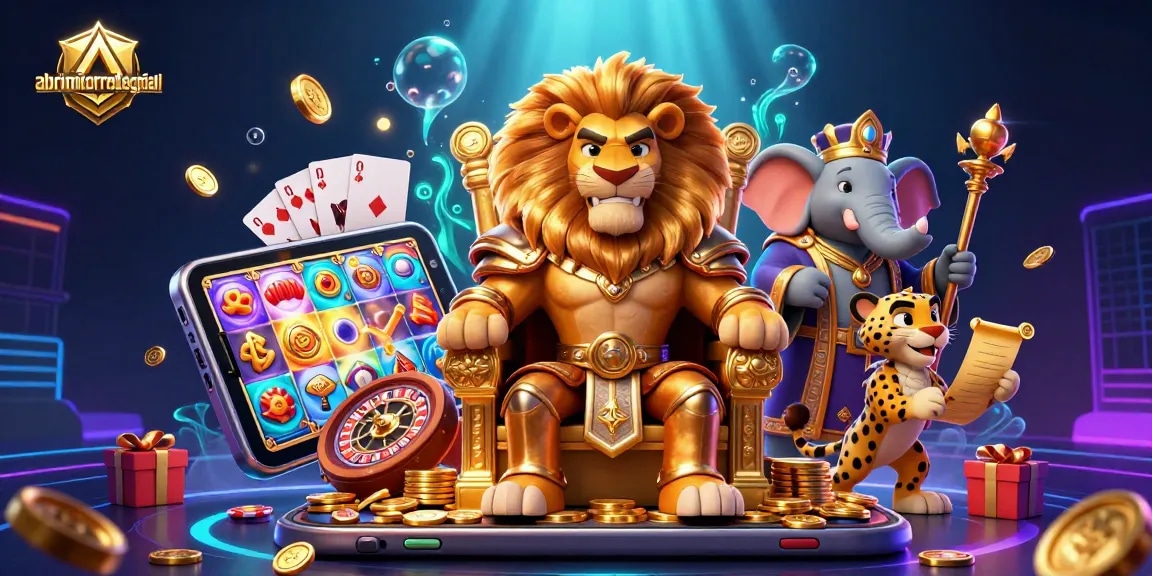 Experience thrilling gameplay with abrirmicorreodegmail featuring a cartoon lion and casino elements.