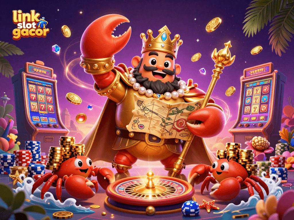 Experience thrilling gameplay on link slot gacor with golden crab emperor and vibrant casino elements.