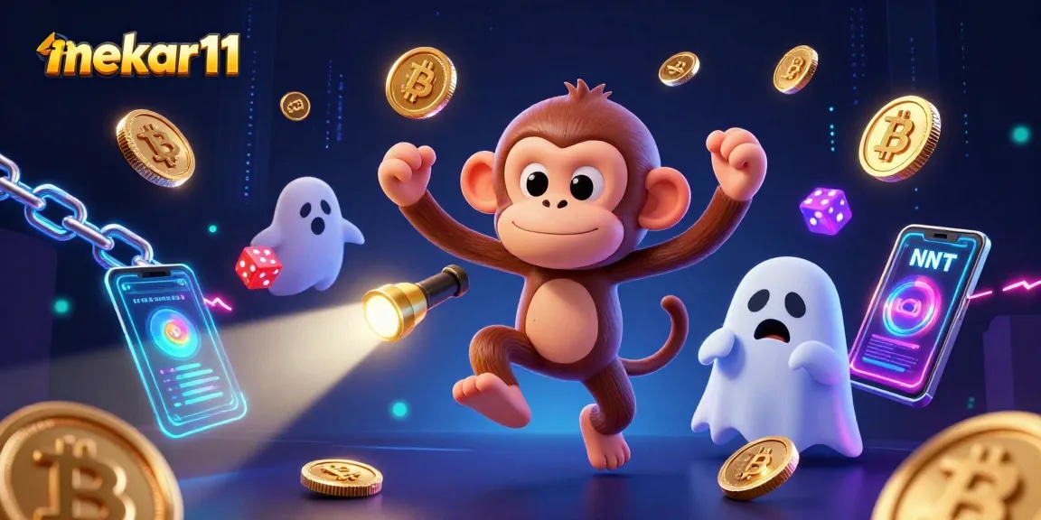 Experience the thrill at mekar11 with a playful poltergeist monkey juggling casino treasures.