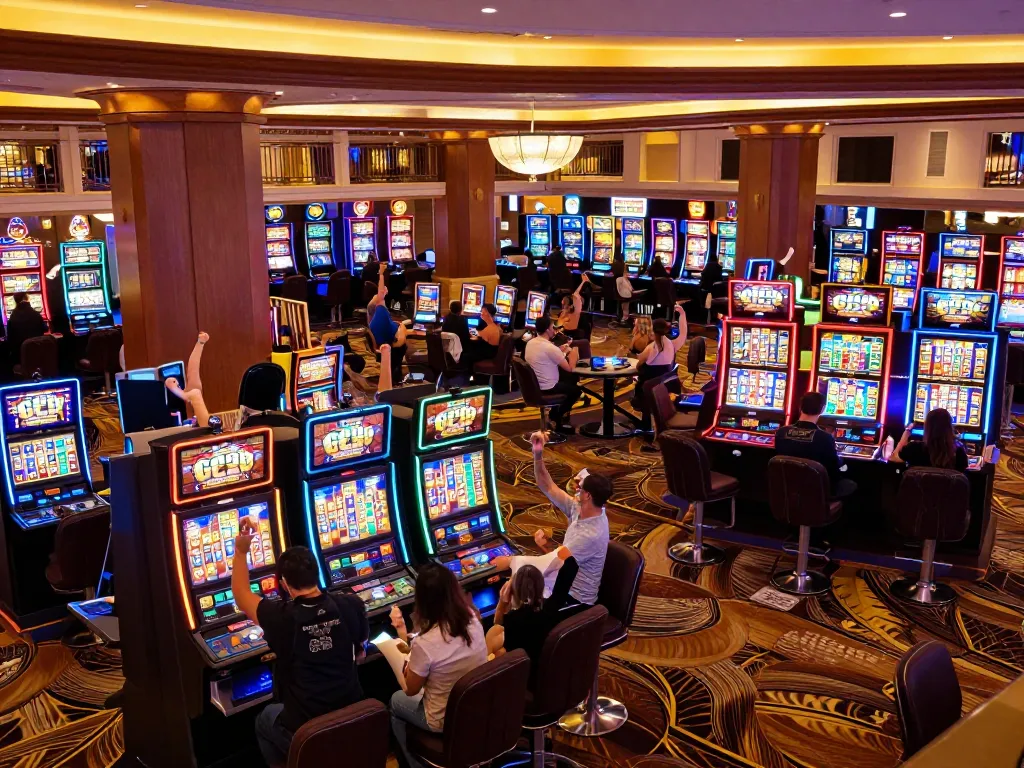 Players winning big at G28 casino's slot machines, celebrating exciting moments in 2026.