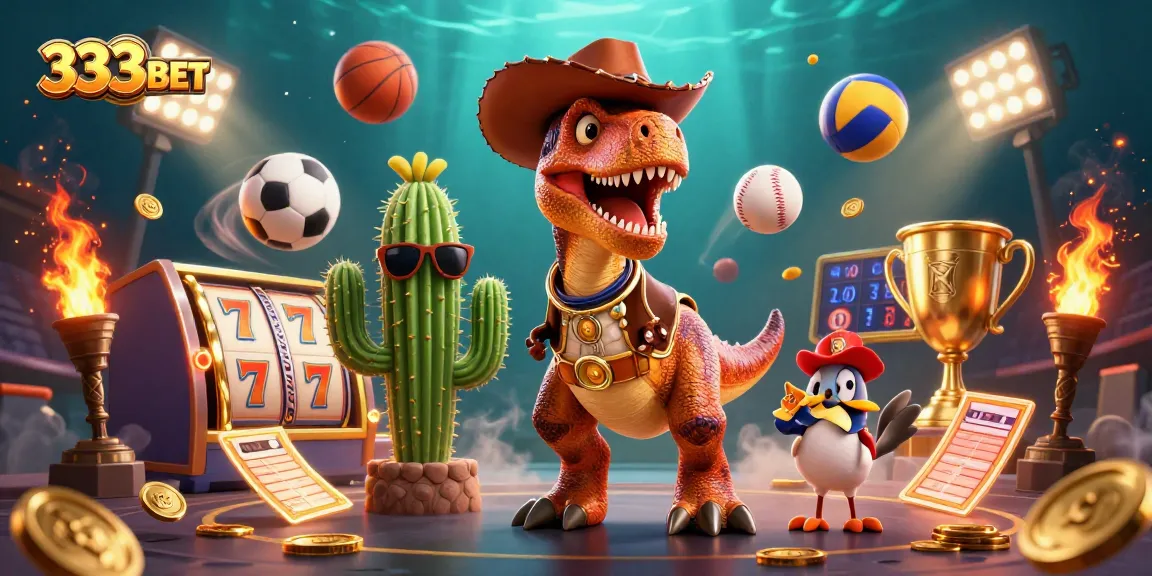 Experience excitement at 333BET with vibrant slot games and lively characters in an engaging scene.