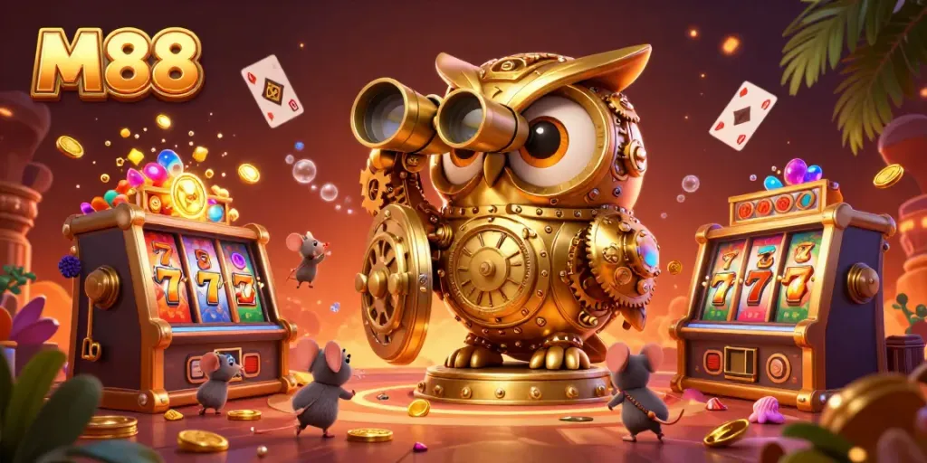 Trải nghiệm thú vị tại M88 với màn hình lôi cuốn và các biểu tượng slot nổi bật.
