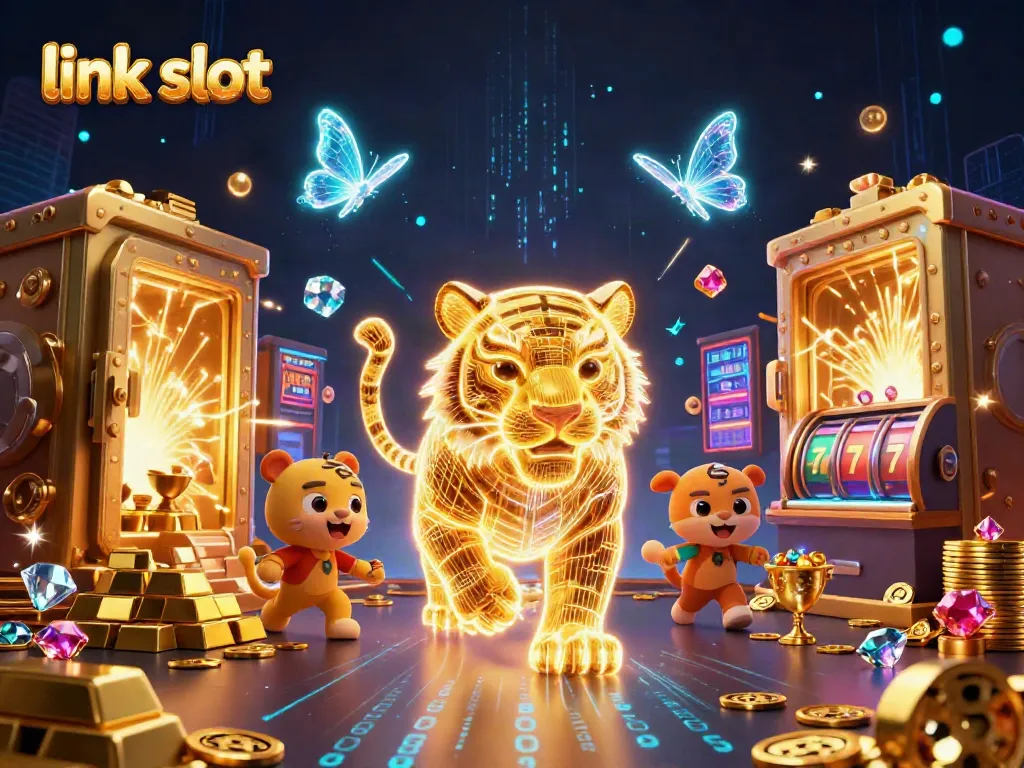 Slot link yang mengagumkan dengan macan emas neon dan harta karun digital di kasino