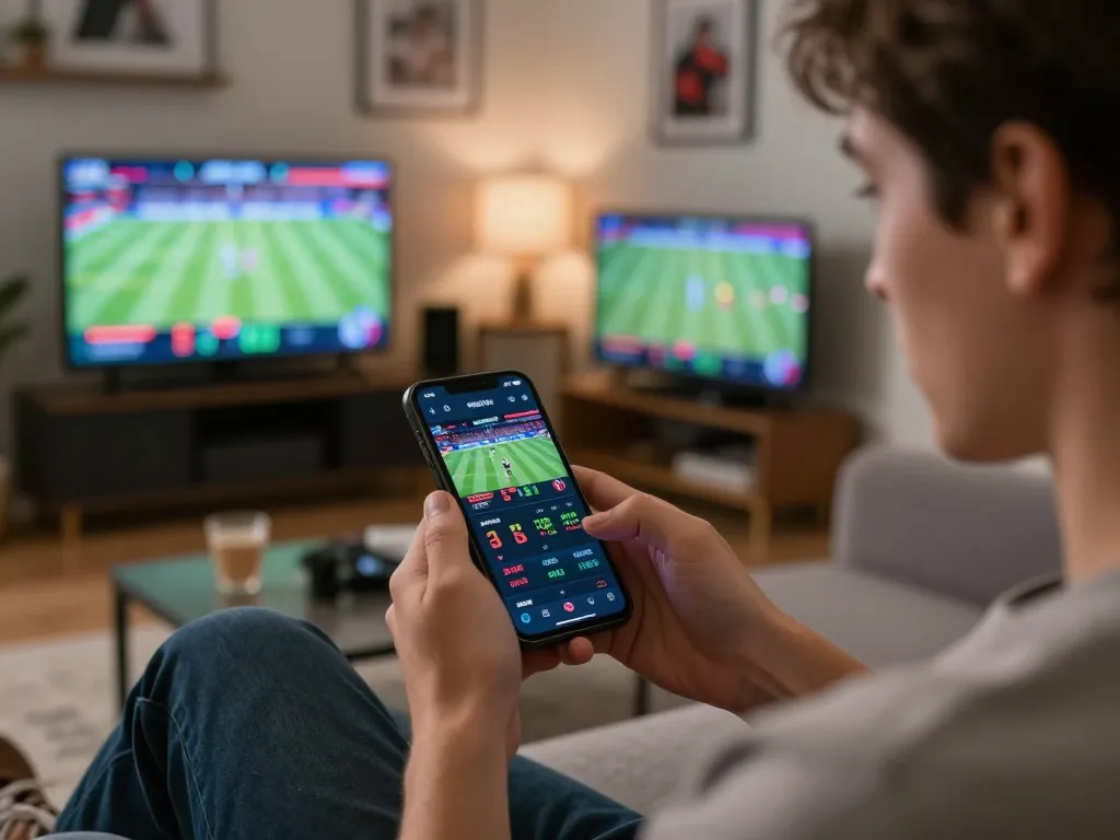 Engaging moment of sports betting on 777x com showing live odds on smartphone.