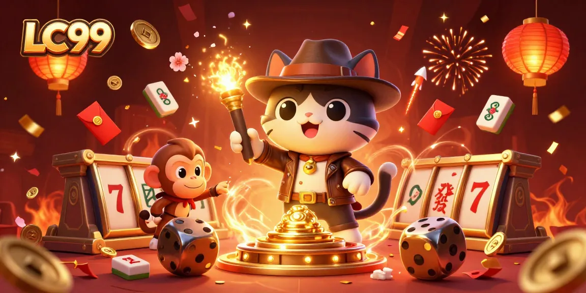 Experience the thrill of LC99 with a vibrant casino adventure illustration featuring sudden wins and exciting moments.