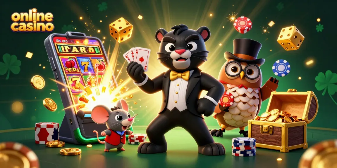 Engage in top-tier online casino action with a 3D panther dealer, vibrant elements, and high-stakes excitement.