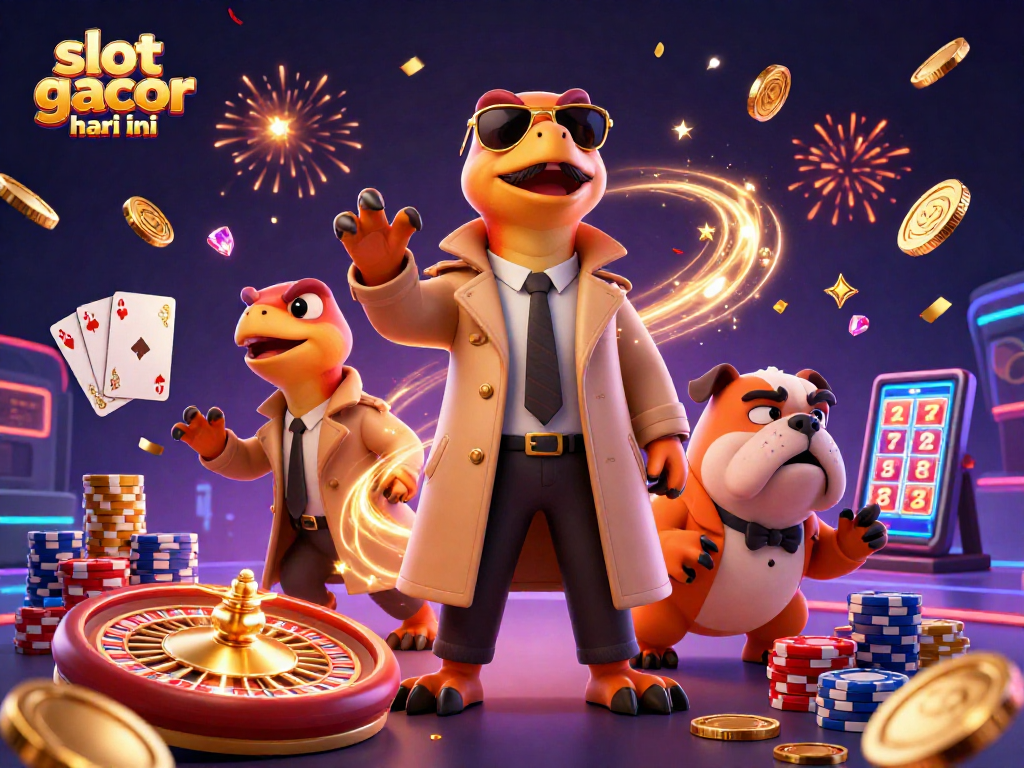 Spin and win big with slot gacor hari ini while enjoying vibrant casino action and colorful characters.