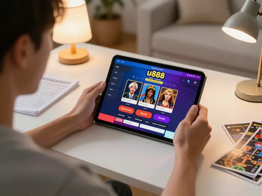 Engaging in online betting on u888 com, showcasing a lively at-home gaming atmosphere with strategy notes.