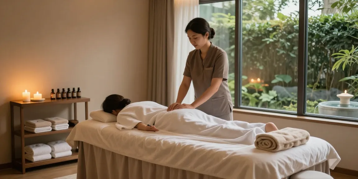 Tranquil massage therapy room highlighting 강남출장안마 with elegant setup for relaxation.