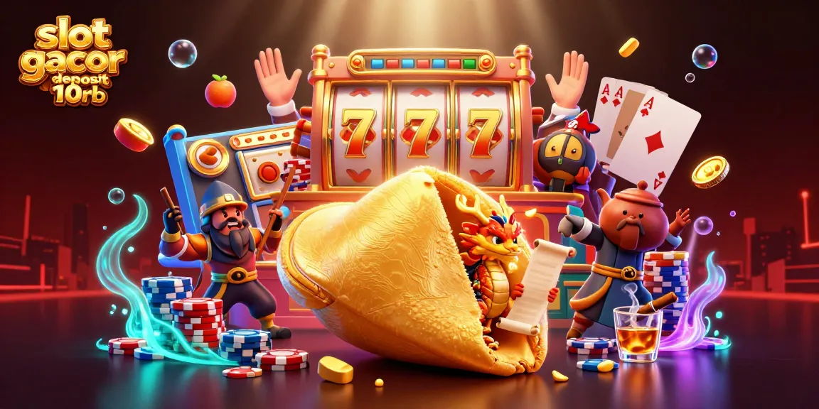 Experience thrilling gameplay with slot gacor deposit 10rb, as golden elements and dynamic characters swirl in the vibrant casino scene.