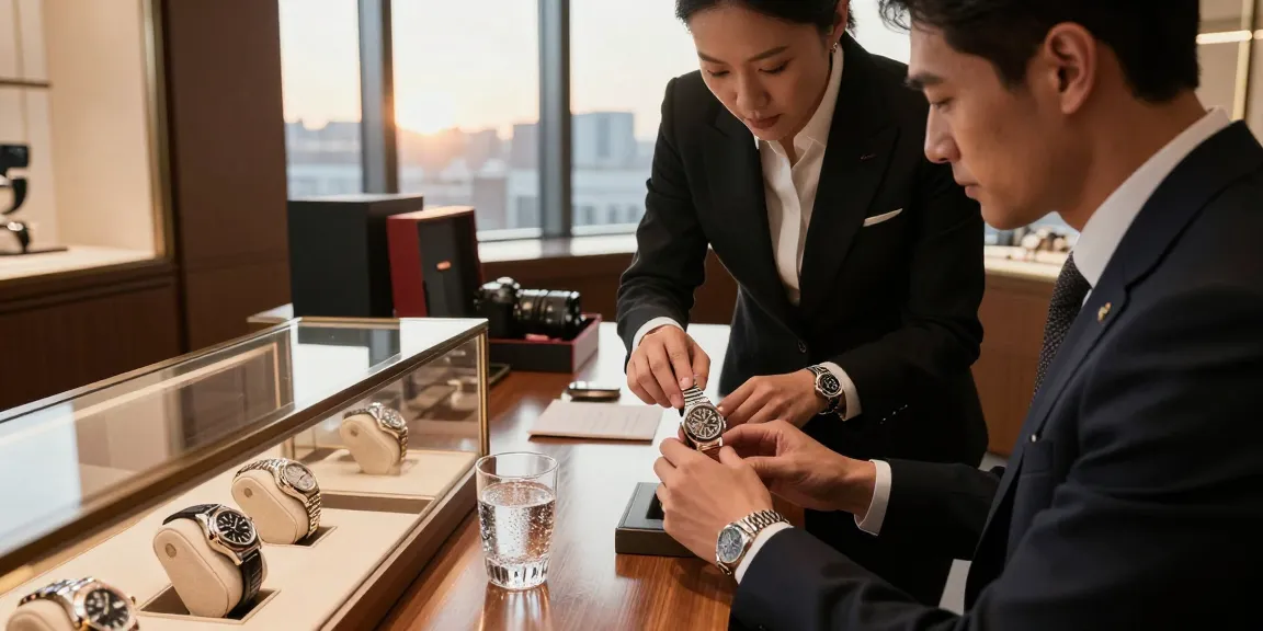 Clone watches displayed in a luxurious boutique setting, highlighting craftsmanship and elegance.