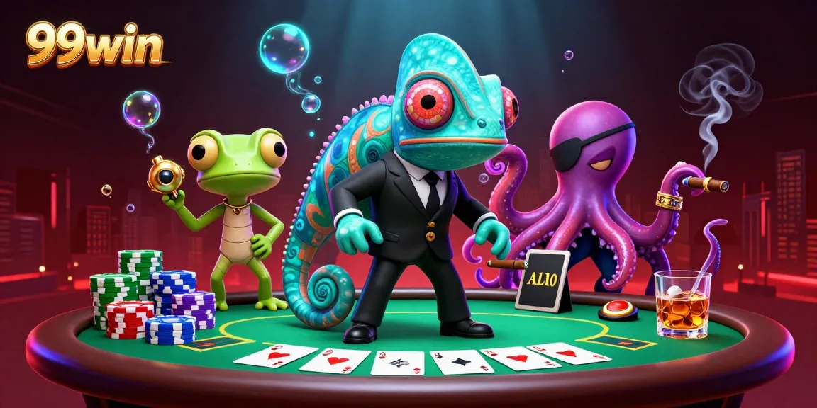 Experience thrilling gambling action with 99win's vibrant 3D casino chameleon scene.
