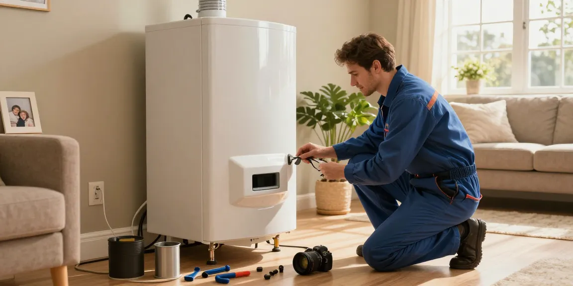 Effective boiler repair in Northampton service technician reviewing heating system in a cozy home.