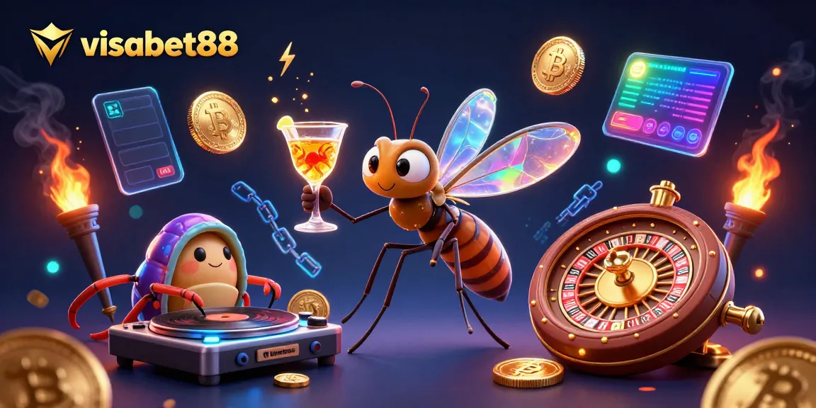 Engage with visabet88's dynamic casino world featuring a unique mosquito mascot and fossil-themed elements.