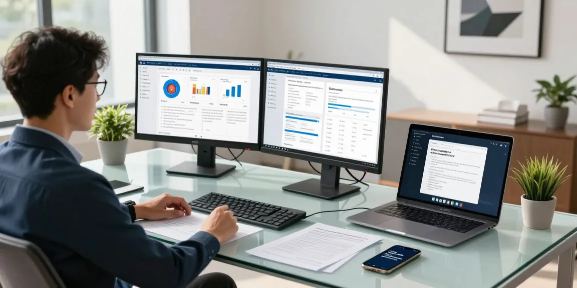 Financial crime intelligence analysis in a modern office space with data reports and compliance updates.