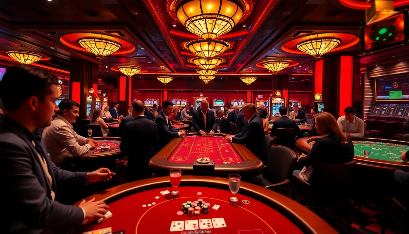 Engaging scene of players at a non gamstop Casino Uk, showcasing the excitement and luxury of gaming.