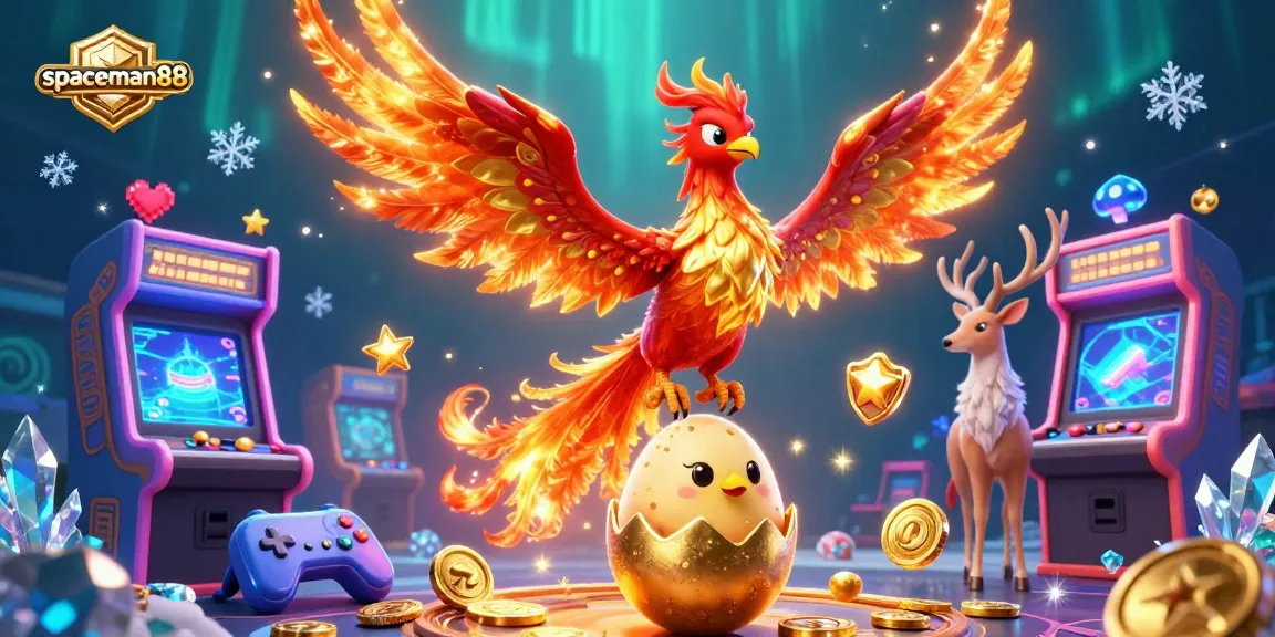 Experience the excitement of spaceman88 slots with a magical phoenix and vibrant game elements.