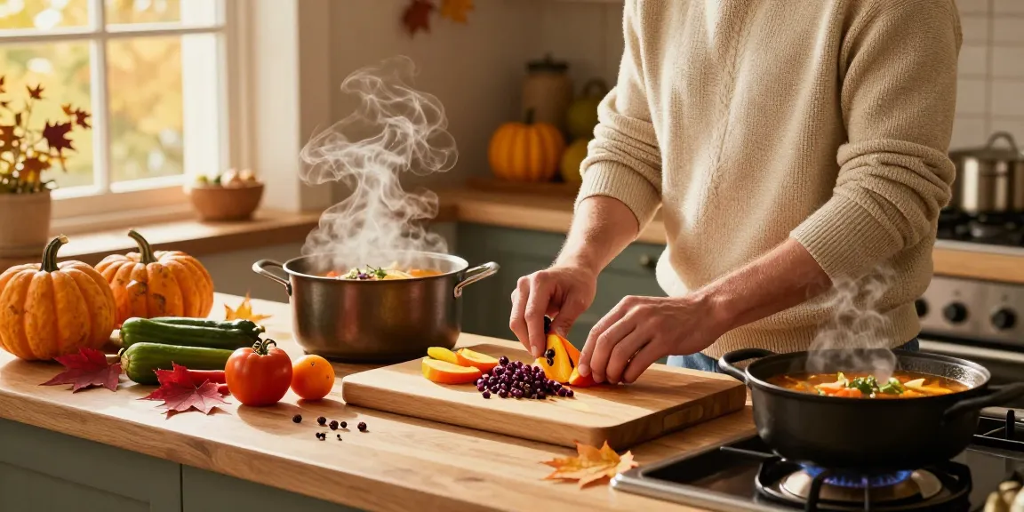 Kochen mit Brenz Gewürze in einer gemütlichen Herbstküche.