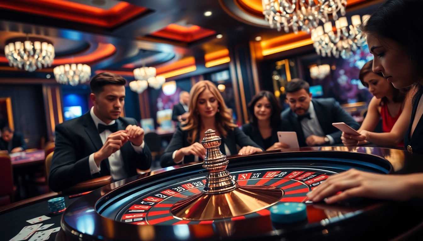 Experience the excitement of Non gamstop Casino Uk at a roulette table in a luxury gaming room.