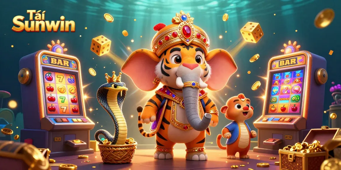 Experience Tải Sunwin with vibrant casino scenes featuring a 3D maharaja riding an elephant amidst jackpot excitement.