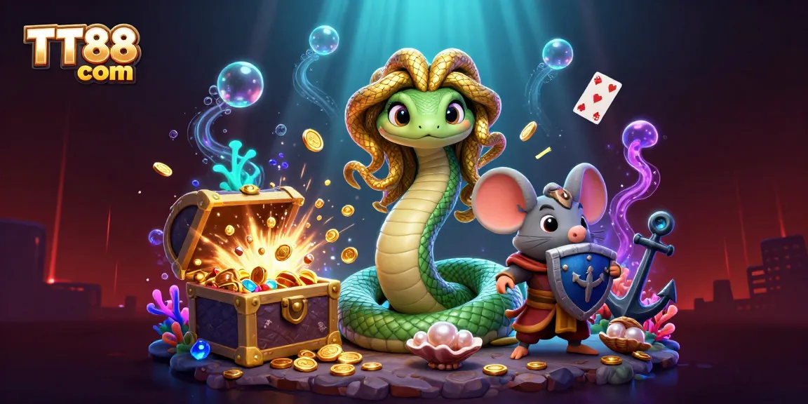 Experience the thrill of TT88 com with vibrant characters and casino gaming elements in a dynamic underwater scene.
