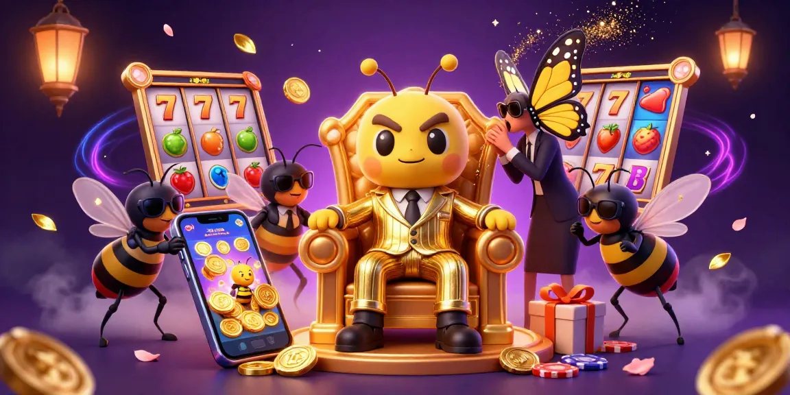 Engage with slot gacor as a bumblebee mob boss oversees vibrant slot gaming elements.