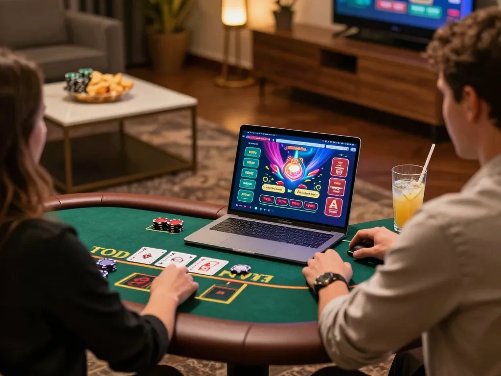 Player enjoying a live blackjack game at GOOD88 online casino on laptop.