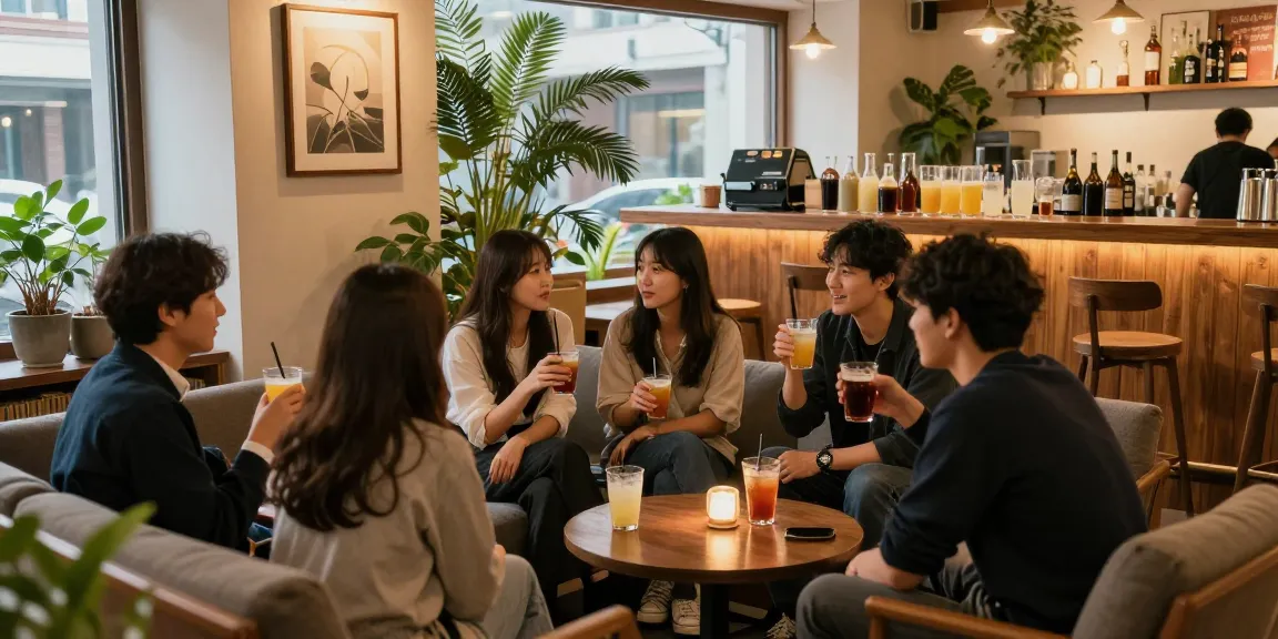 강남 멀리건의 따뜻한 분위기에서 친구들과 대화하는 모습