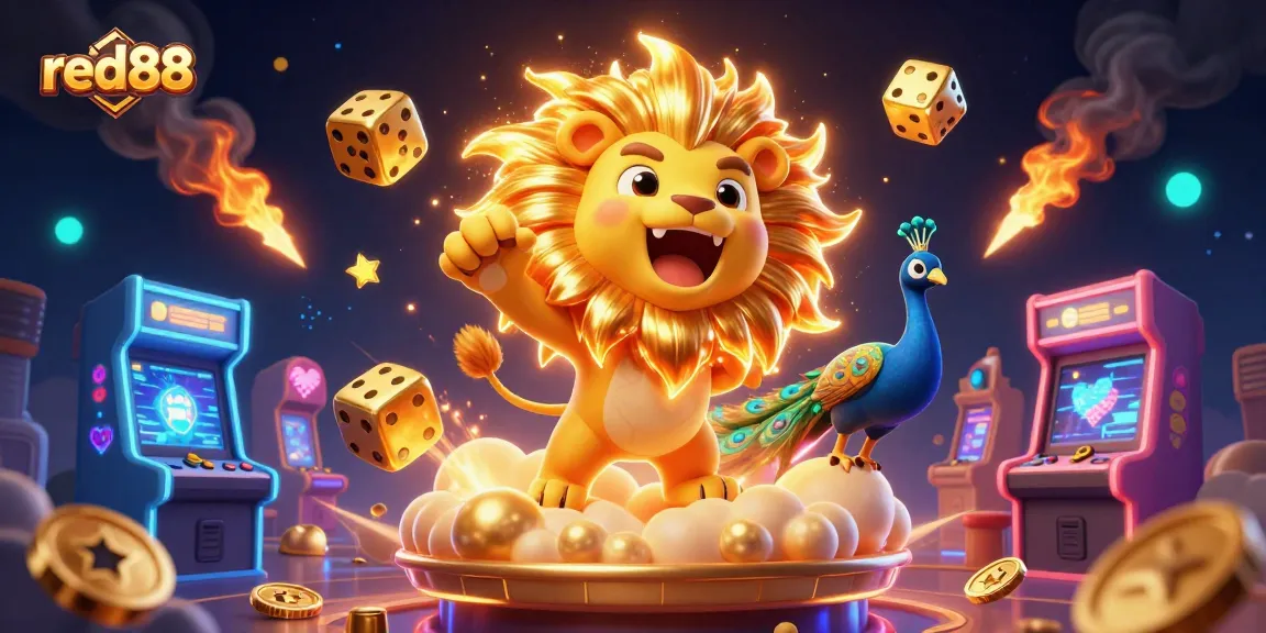 Experience the excitement of red88 with vibrant casino-themed 3D illustration featuring thrilling game elements.