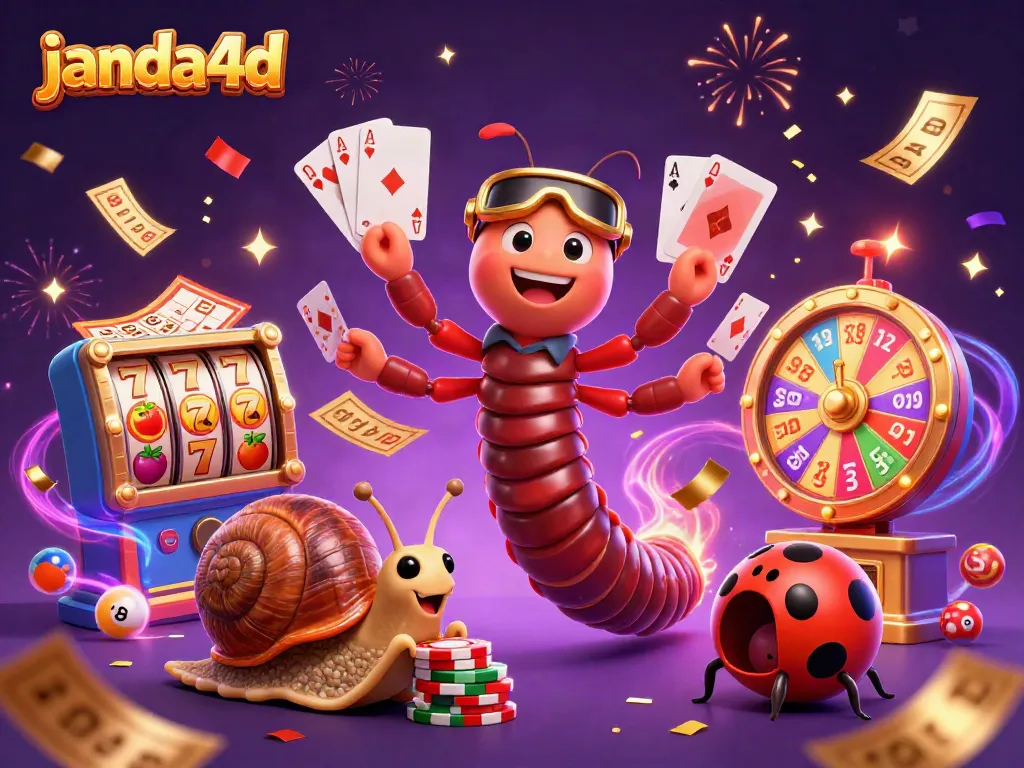 Slot online janda4d menghadirkan dealer dan simbol berwarna-warni dalam suasana meriah.