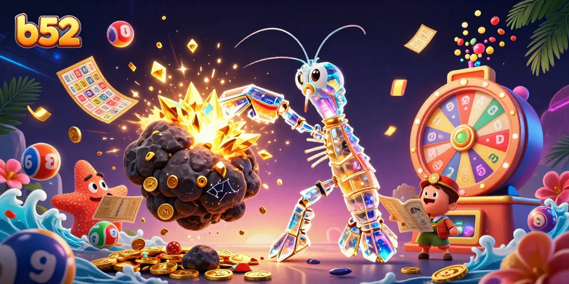 Experience exciting games at b52 casino, enhanced by a dynamic scene of colorful lottery elements.