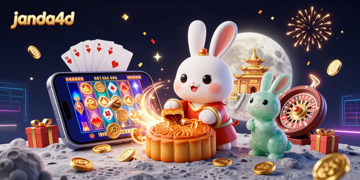 janda4d merayakan kemenangan dengan ilustrasi 3D yang penuh warna dan elemen kasino menarik