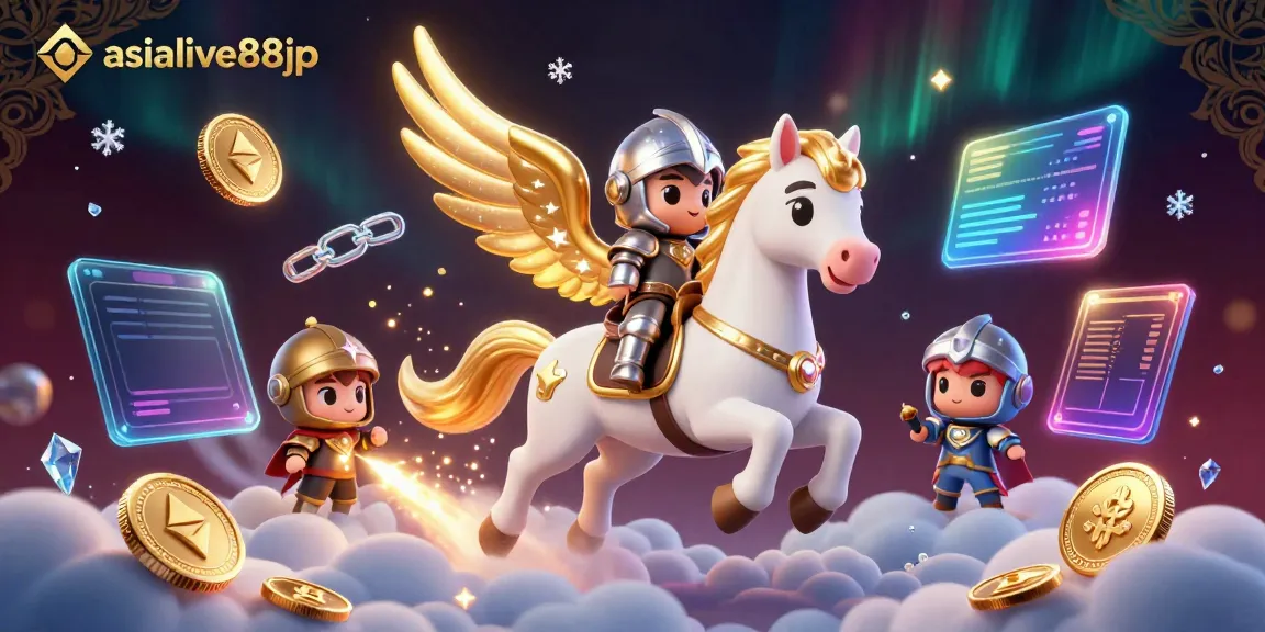 Featuring asialive88jp's enchanting gambling adventure with crypto elements in a dynamic 3D scene.