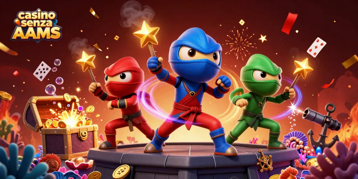 Scopri i casinò senza AAMS giocando con il team di ninja camaleonti in scena dinamica.