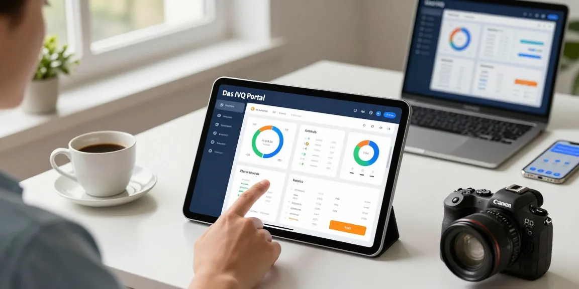 Explore the Das IVQ Portal featuring interactive dashboards and user-friendly design within a professional workspace.