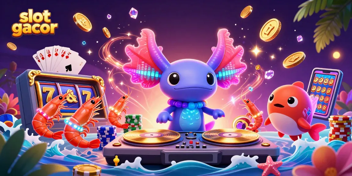 Experience the excitement of slot gacor as vibrant characters spin winning reels and shower coins.