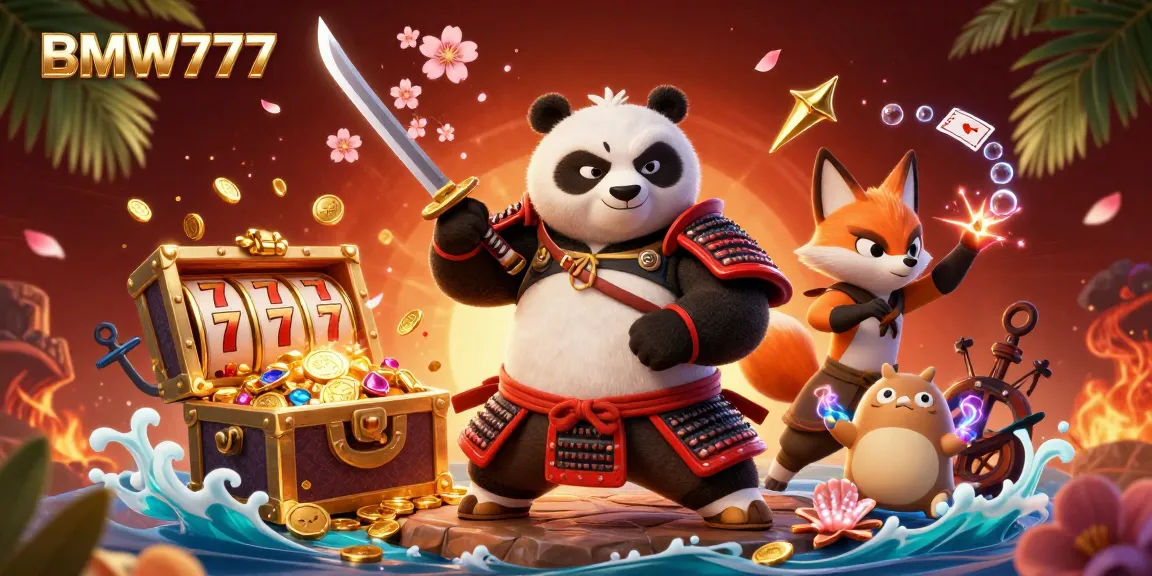 Play and win exciting prizes at BMW777 with vibrant visuals of samurai panda and ninja fox!